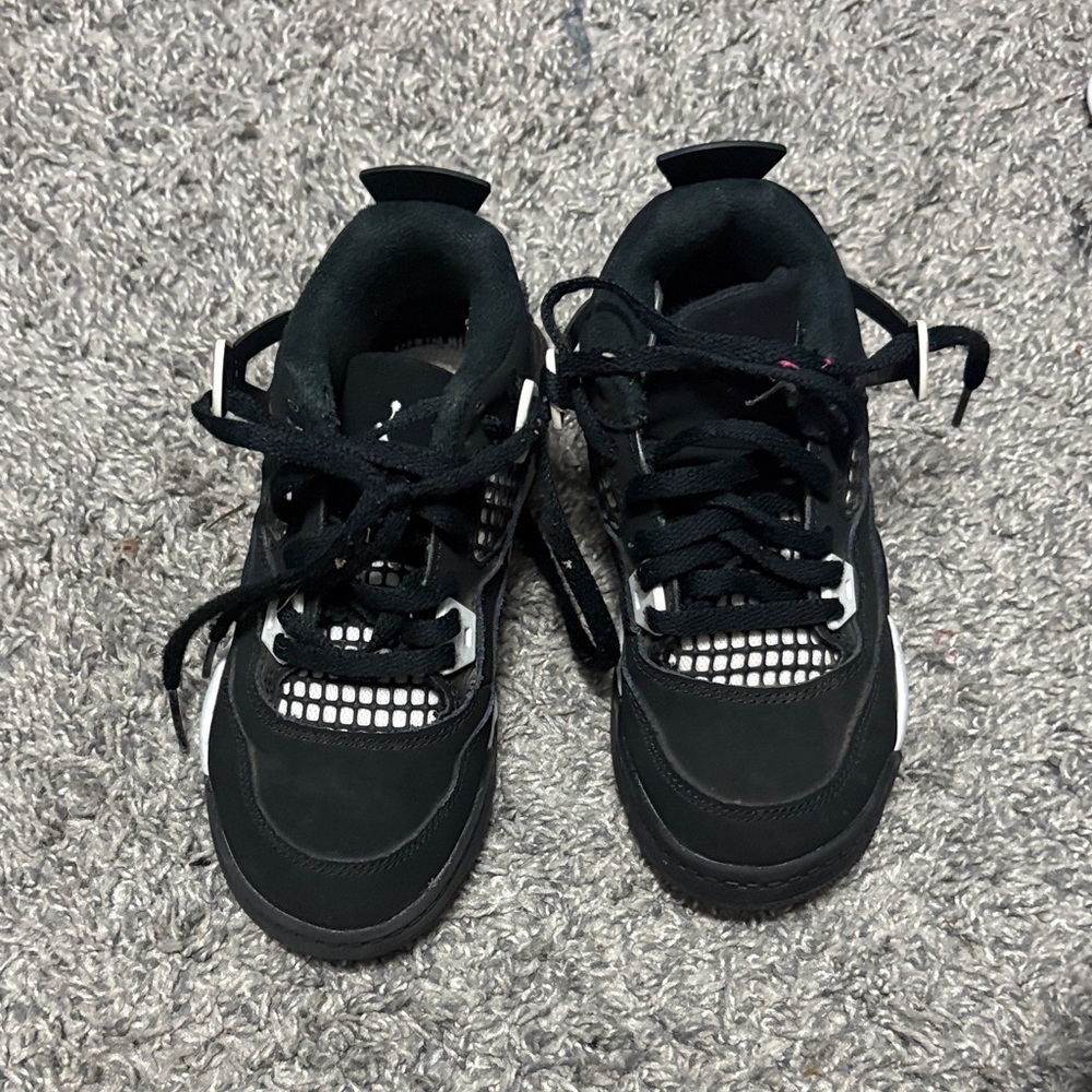 Jordan 4 Kids Black and White Sneakers